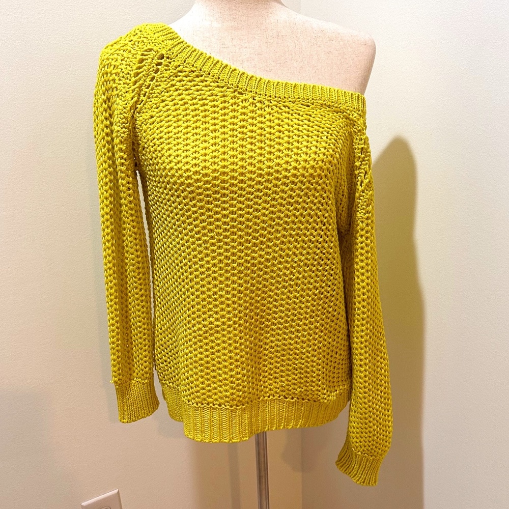 Zara Knit Lime Green Open Knit Cotton Sweater